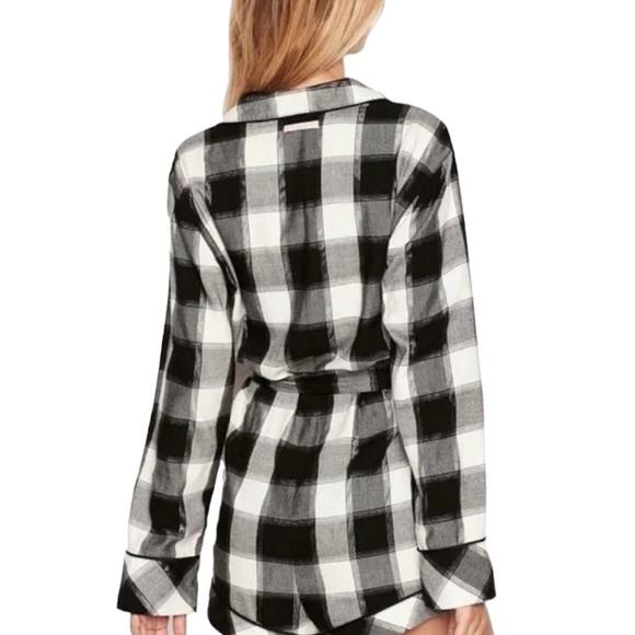 VICTORIA’S SECRET: Black & White Plaid Lounge/ Sleep Romper -Size Small - Picture 2 of 12